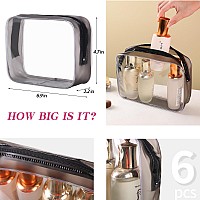 6 Pack Toiletry Bag Makeup Bag Cosmetic Bag Tsa Approved Clear Travel Toiletry Bag Wih Zippers Quart Size Travel Makeup Cosmet