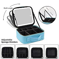 Jadazror Makeup Organizer Bag With Mirror Lighted Travel Makeup Bag 3 Colors Modes Cosmetic Bag Make Up Organizer With Mirror