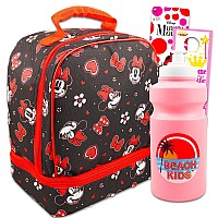 Disney Minnie Mouse Lunch Bag For Girls With 2 Compartments Water Bottle Stickers More