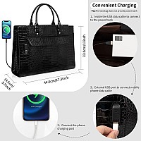 Laptop Bag For Women 17 Inch Laptop Tote Bag Leather Computer Shoulder Bag Waterproof Teacher Handbag With Usb Port Large Ca