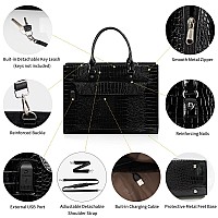 Laptop Bag For Women 17 Inch Laptop Tote Bag Leather Computer Shoulder Bag Waterproof Teacher Handbag With Usb Port Large Ca