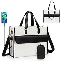 Laptop Bag For Women Laptop Tote Bag 17 Inch Waterproof Leather Computer Tote Bag With Usb Charging Port Women Briefcase Busi