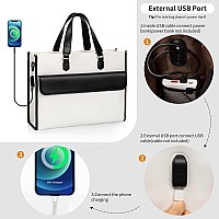 Laptop Bag For Women Laptop Tote Bag 17 Inch Waterproof Leather Computer Tote Bag With Usb Charging Port Women Briefcase Busi