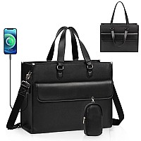 Laptop Bag For Women Laptop Tote Bag 17 Inch Waterproof Leather Computer Tote Bag With Usb Charging Port Women Briefcase Busi