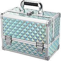 Joligrace Makeup Box Cosmetic Train Case For Women Travel Jewelry Organizer With Compartments Mirror Portable Lockable Makeup