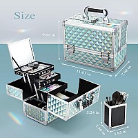 Joligrace Makeup Box Cosmetic Train Case For Women Travel Jewelry Organizer With Compartments Mirror Portable Lockable Makeup