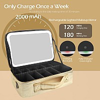 Momira Large Makeup Train Case With Lighted And Mirror 14Inch Partitionable Cosmetic Bag Travel Makeup Case Professional Cosmeti