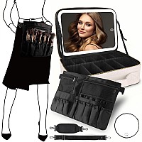 Momira Large Makeup Train Case With Lighted And Mirror 14Inch Partitionable Cosmetic Bag Travel Makeup Case Professional Cosmeti