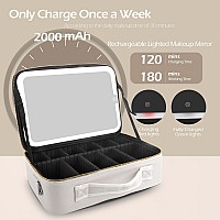 Momira Large Makeup Train Case With Lighted And Mirror 14Inch Partitionable Cosmetic Bag Travel Makeup Case Professional Cosmeti