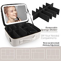 Momira Large Makeup Train Case With Lighted And Mirror 14Inch Partitionable Cosmetic Bag Travel Makeup Case Professional Cosmeti