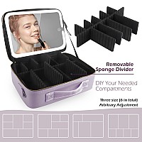 Momira Large Makeup Train Case With Lighted And Mirror 14Inch Partitionable Cosmetic Bag Travel Makeup Case Professional Cosmeti