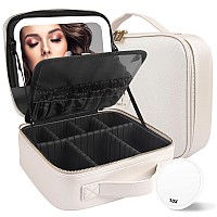 Momira Travel Makeup Bag Cosmetic Bag Makeup Organizer Bag With Lighted Mirror Adjustable Brightness In 3 Color Scenarios Wate