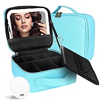 Momira Travel Makeup Bag Cosmetic Bag With Lighted Mirror Adjustable Brightness In 3 Color Scenarios Waterproof 10X Magnifyin