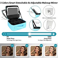 Momira Travel Makeup Bag Cosmetic Bag With Lighted Mirror Adjustable Brightness In 3 Color Scenarios Waterproof 10X Magnifyin