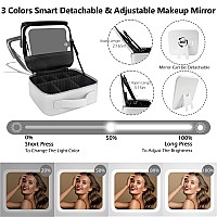 Momira Travel Makeup Bag Cosmetic Bag Makeup Organizer Bag With Lighted Mirror Adjustable Brightness In 3 Color Scenarios Wate