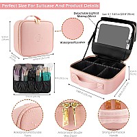 Momira Travel Makeup Bag Cosmetic Bag With Lighted Mirror Adjustable Brightness In 3 Color Scenarios Waterproof 10X Magnifyin