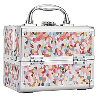 Joligrace Makeup Train Case For Girls Cosmetic Box Kids Jewelry Organizer Hair Accessories Mosaic Orange