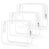 Wedama Clear Toiletry Bag Cosmetic Bags 3 Pack With Zipper Carry On Airline Airport Travel Accessories Pvc Makeup Bags For Tra