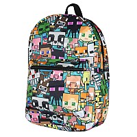 Minecraft Backpack Multi Character Chibi Video Game School Laptop Travel Backpack