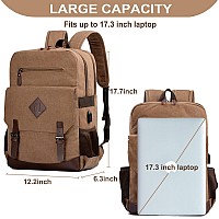 Canvas Vintage Laptop Backpack For Women Men College Computer Bookbag Fits 173 Inch Laptop Coffee