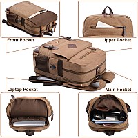 Canvas Vintage Laptop Backpack For Women Men College Computer Bookbag Fits 173 Inch Laptop Coffee