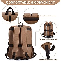 Canvas Vintage Laptop Backpack For Women Men College Computer Bookbag Fits 173 Inch Laptop Coffee