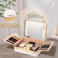 Rownyeon Travel Makeup Case With Light Up Mirror Portable Organizer And Train Case For Makeup Artists And Hairstylists With 5X