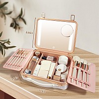 Rownyeon Travel Makeup Case With Light Up Mirror Portable Organizer And Train Case For Makeup Artists And Hairstylists With 5X