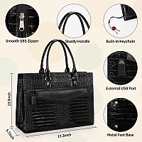 Laptop Tote Bag For Women 17 Inch Laptop Bag Waterproof Leather Computer Tote Bag Large Work Bag With Usb Charging Port Women