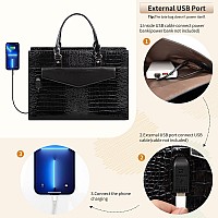 Laptop Tote Bag For Women 17 Inch Laptop Bag Waterproof Leather Computer Tote Bag Large Work Bag With Usb Charging Port Women