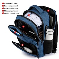 Rjeu Backpack For Men School Backpack For Teens Business Waterresistant Travel Laptop Back Pack With Usb Charging Port 156