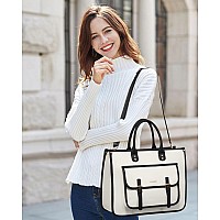 Lovevook Laptop Bag For Women 156 Inch Lightweight Canvas Laptop Tote Bag Large Capacity Shoulder Messenger Bag For Business