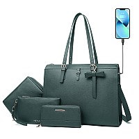 Keyli Laptop Tote Bag For Women Christmas Gifts Waterproof Leather Work Laptop Briefcase With Builtin Usb Charging Port Compute