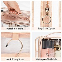 Cubetastic Clear Toiletry Bag For Women Small Travel Bag With 360 Hanging Hook Clear Makeup Bags For Travelling Portable Cosmet