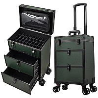 Costravio Rolling Makeup Case 3 In 1 Cosmetology Case On Wheels 2 Large Drawer Nail Case Trolley Traveling Cosmetic Train Case W