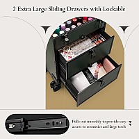 Costravio Rolling Makeup Case 3 In 1 Cosmetology Case On Wheels 2 Large Drawer Nail Case Trolley Traveling Cosmetic Train Case W