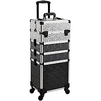 Stagiant Rolling Makeup Train Case Large Storage Cosmetic Trolley 4 In 1 Large Capacity Trolley Makeup Travel Case With Key Swiv