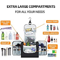 Buruis Extra Large Capacity Toiletry Bag For Women And Men Hanging Toiletry Organizer Cosmetics Makeup Bag Waterresistant Dop