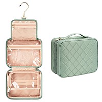 Cubetastic Hanging Travel Toiletry Bag Green Makeup Organizer For Women Men 3 Compartment Portable Cute Cosmetic Case Waterre