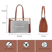 Lovevook Laptop Bag For Women 156 Inch Tote Bags Waterproof Leather Briefcase Computer Women Business Office Work Bagbrownwhi