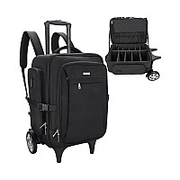 Relavel Rolling Makeup Case With Big Wheels Trolley Travel Train Case Organizer Extra Large Cosmetic Cases With Adjustable Div