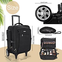 Relavel Rolling Makeup Case With Big Wheels Trolley Travel Train Case Organizer Extra Large Cosmetic Cases With Adjustable Div