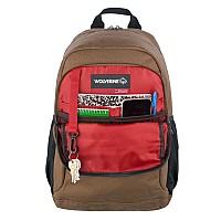 Wolverine Lightweight Water Resistant Rugged Backpack For Travel Or Work Laptopchestnut 23L