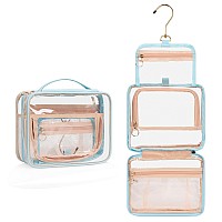 Cubetastic Hanging Travel Toiletry Bag Clear Makeup Bag Transparent 3 Comparment Small Travel Bag Cosmetic Organizer Case Port