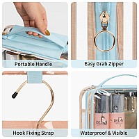 Cubetastic Hanging Travel Toiletry Bag Clear Makeup Bag Transparent 3 Comparment Small Travel Bag Cosmetic Organizer Case Port