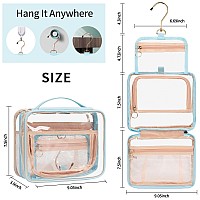 Cubetastic Hanging Travel Toiletry Bag Clear Makeup Bag Transparent 3 Comparment Small Travel Bag Cosmetic Organizer Case Port