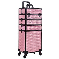 Arous 5 In 1 Professional Makeup Train Case Aluminum Cosmetic Case Rolling Makeup Case Extra Large Trolley Makeup Travel Organiz