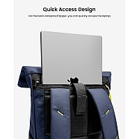 Tomtoc Roll Top Laptop Backpack Lightweight Waterresistant Commute Expandable Casual Daypack For 13156 Inch Laptop Rucksac