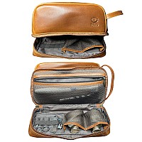 Rustic Town Leather Toiletry Bag For Men Valentines Day Gifts For Him Her Travel Shaving Dopp Kit Bathroom Shower Toiletries