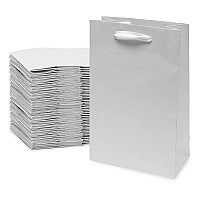 White Gift Bags With Handles 6X3X9 50 Pack Extra Small Boutique Bags Mini Size Kraft Paper Shopping Bag For Gift Wrapping Pa